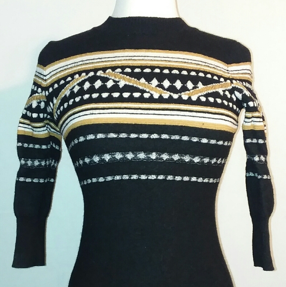 Free People M Shirt Dress Wool Black Embroidered Preppy Sustainable Dark - Picture 1 of 5